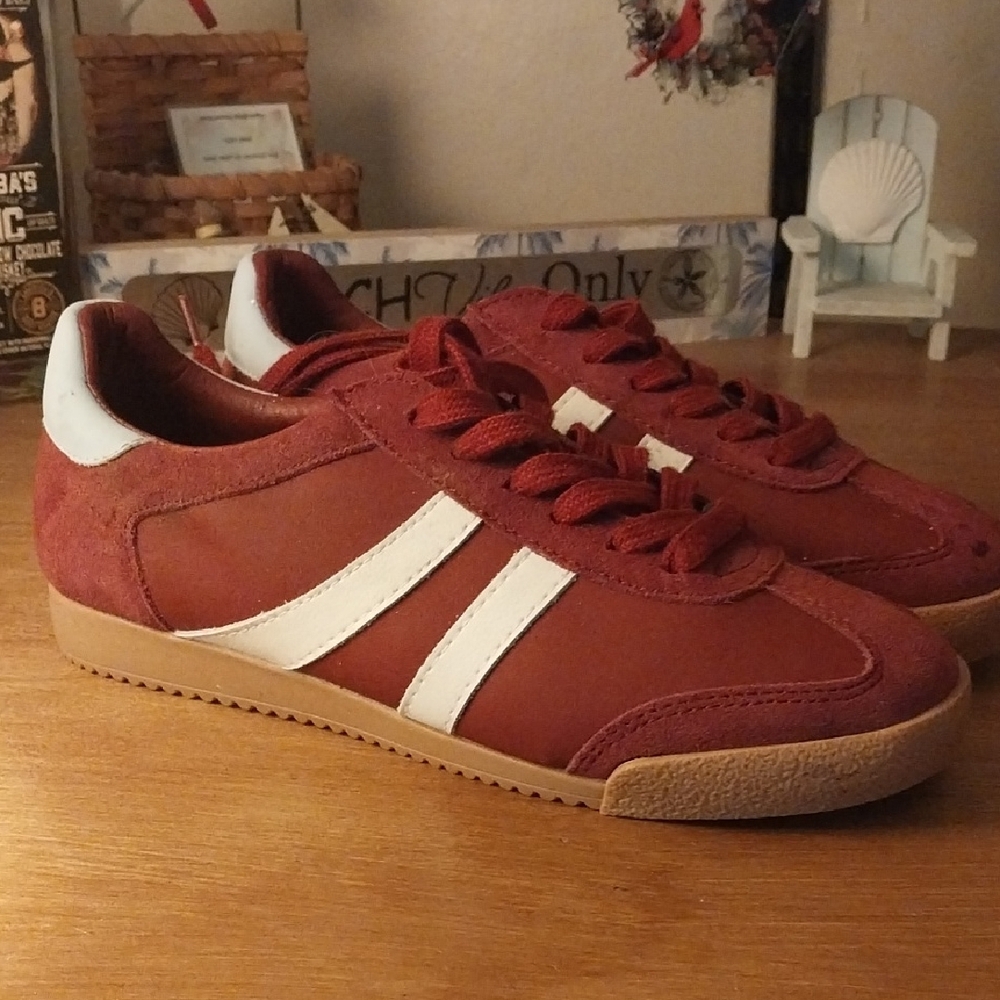 Men's Red and White Sneakers